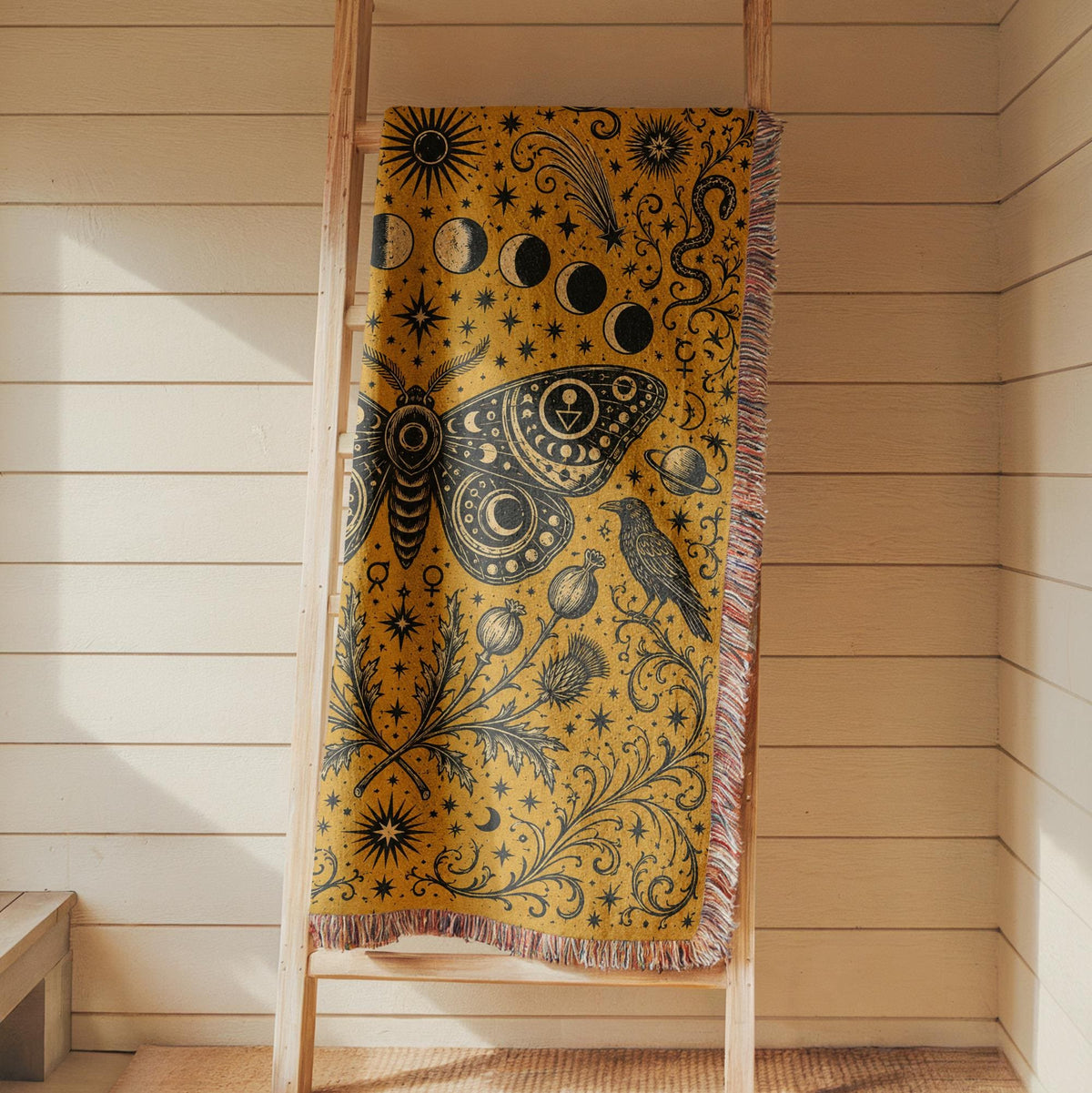 Celestial Moth Woven Blanket