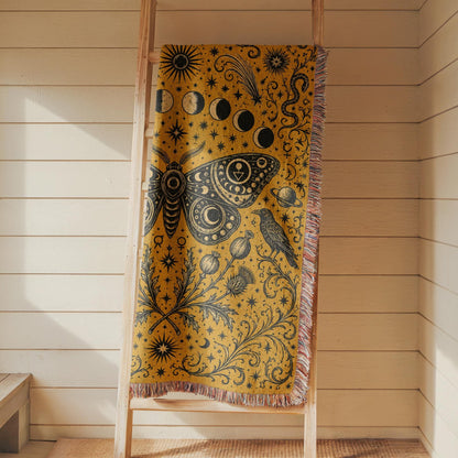 Celestial Moth Woven Blanket
