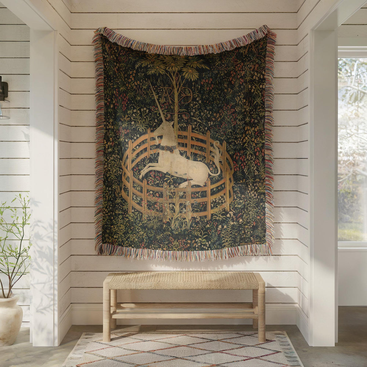 Unicorn in Captivity Woven Blanket