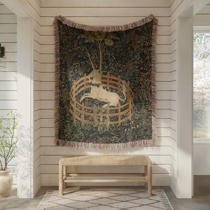 Unicorn in Captivity Woven Blanket