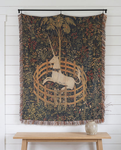 Unicorn in Captivity Woven Blanket