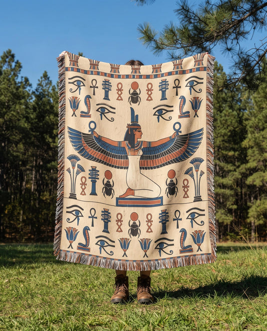 Winged Isis Woven Blanket