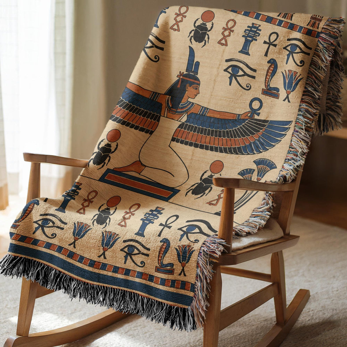 Winged Isis Woven Blanket
