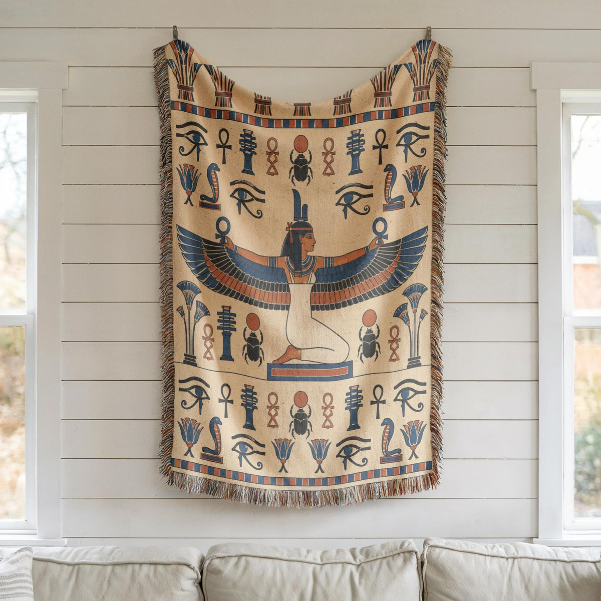 Winged Isis Woven Blanket