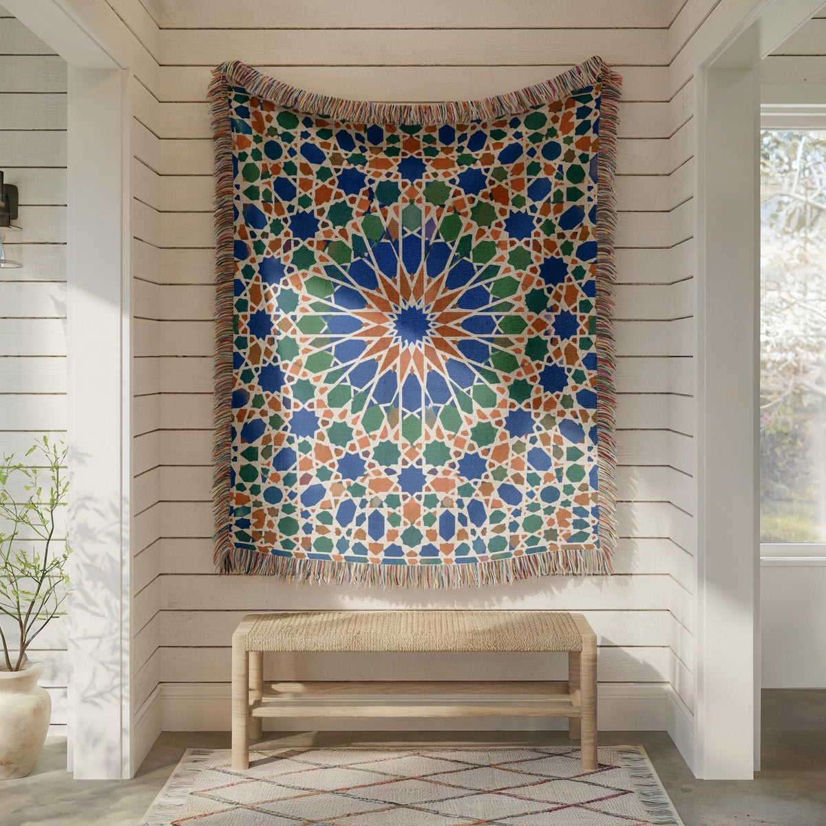 Moroccan Zellij Woven Blanket