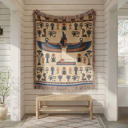 Winged Isis Woven Blanket