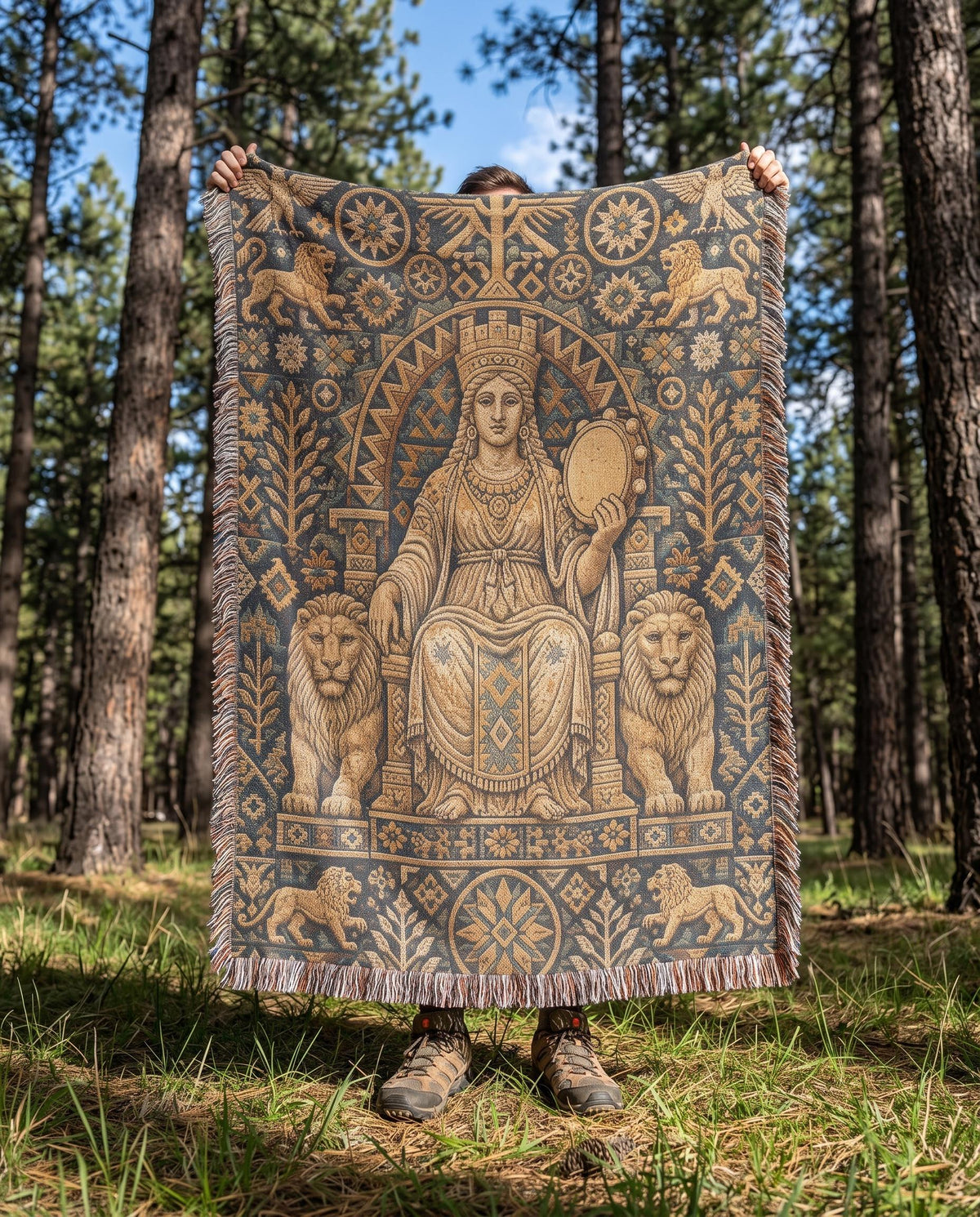 Goddess Cybele Woven Blanket