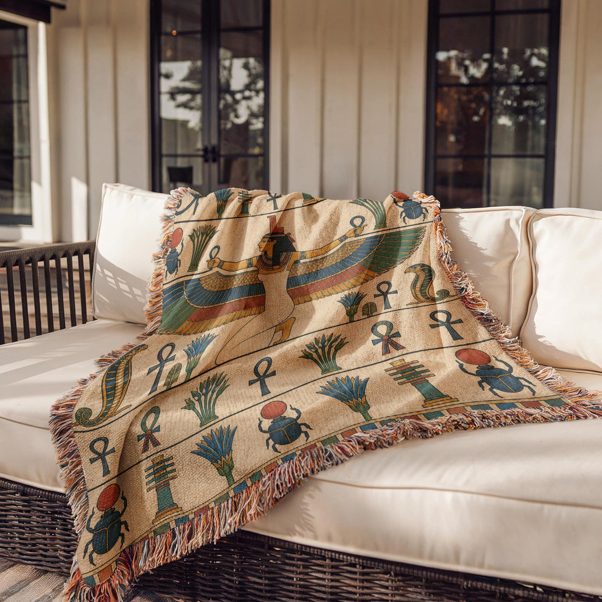 Winged Isis Woven Blanket