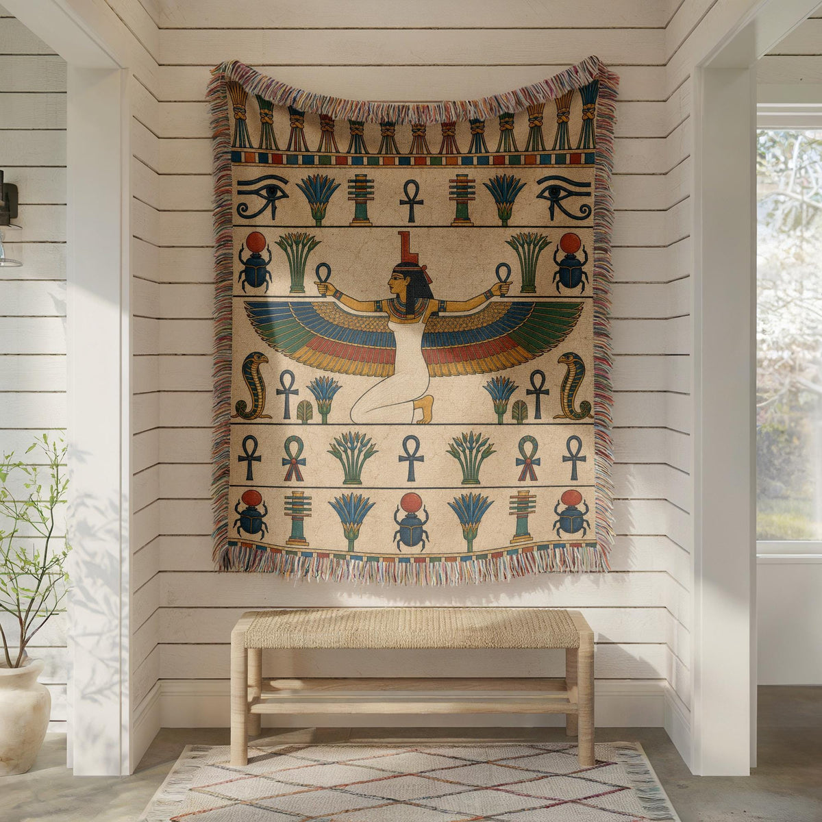 Winged Isis Woven Blanket