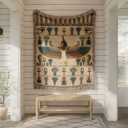 Winged Isis Woven Blanket