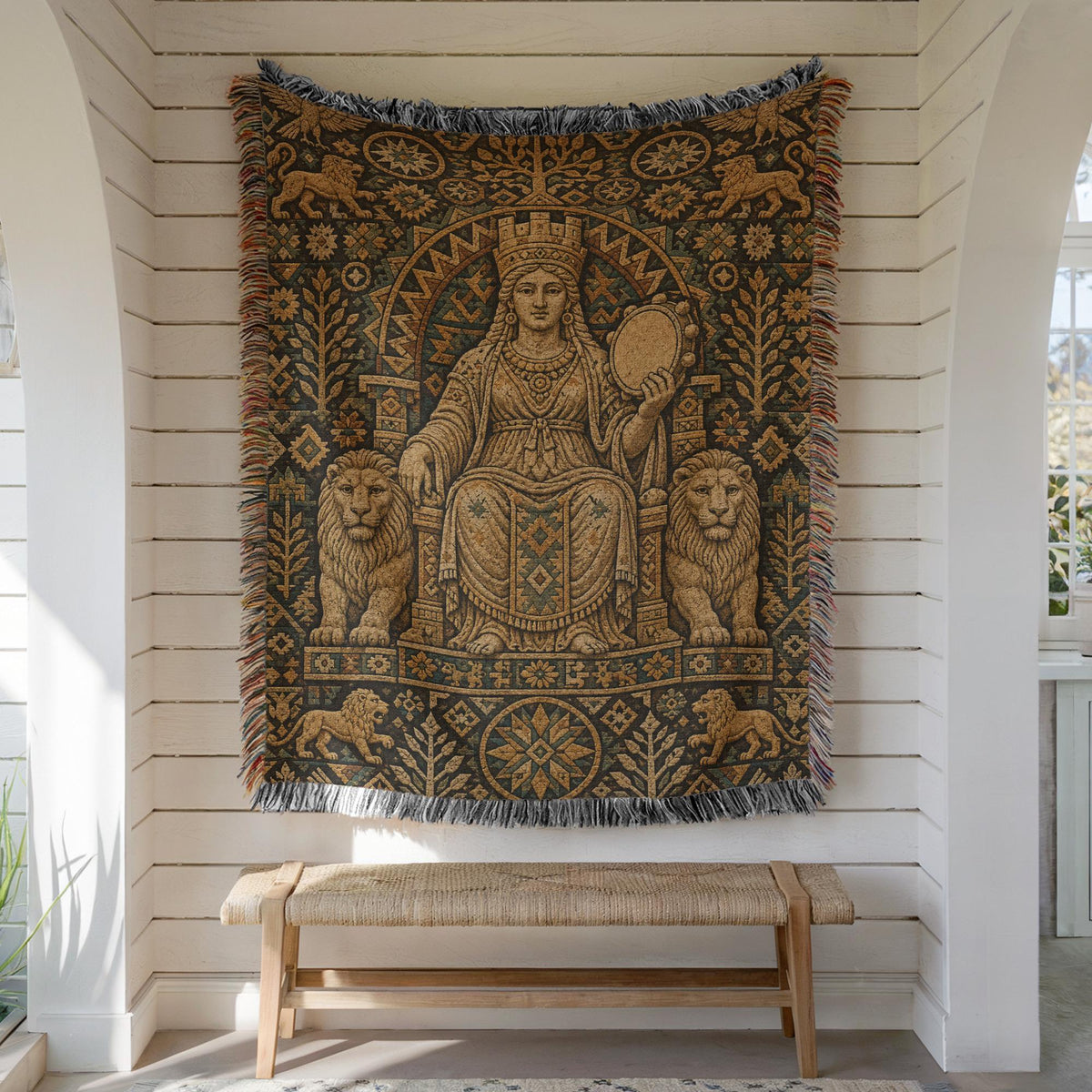 Goddess Cybele Woven Blanket