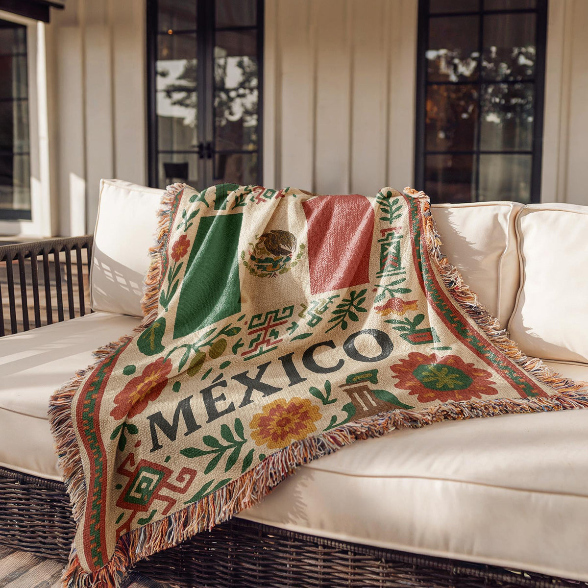 Mexican Flag Woven Blanket