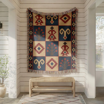 Turkish Kilim Woven Blanket