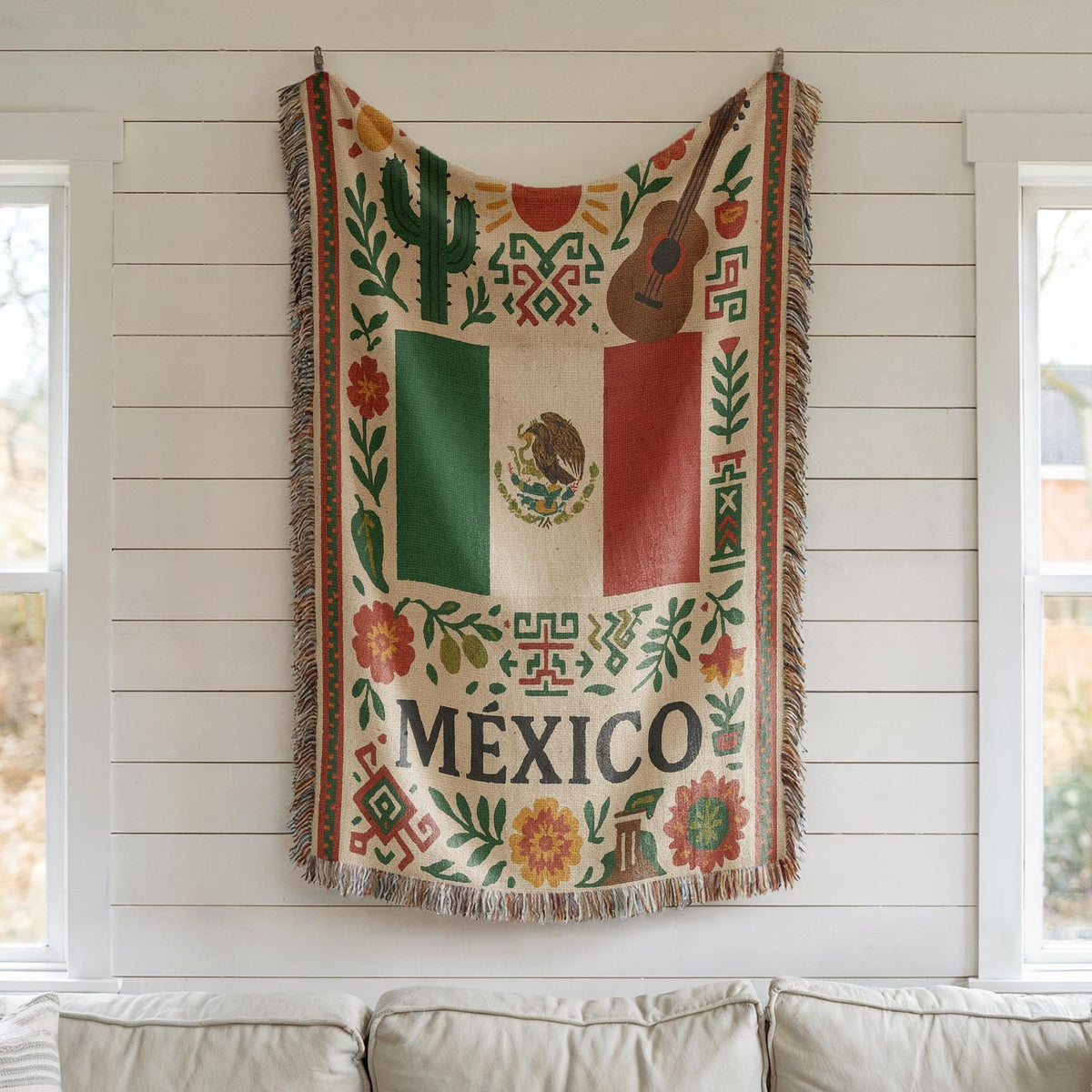 Mexican Flag Woven Blanket