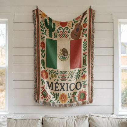 Mexican Flag Woven Blanket