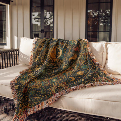 Zodiac Wheel Woven Blanket