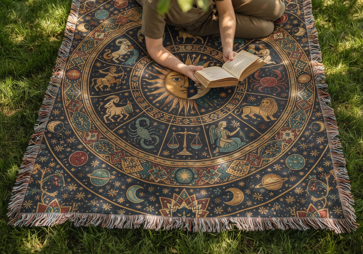 Zodiac Wheel Woven Blanket