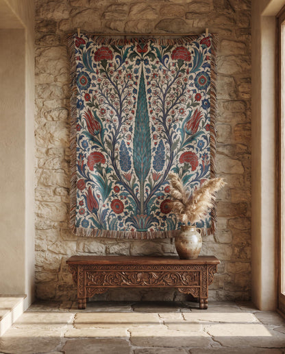 Iznik Floral Woven Blanket