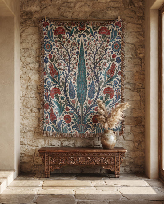 Iznik Floral Woven Blanket