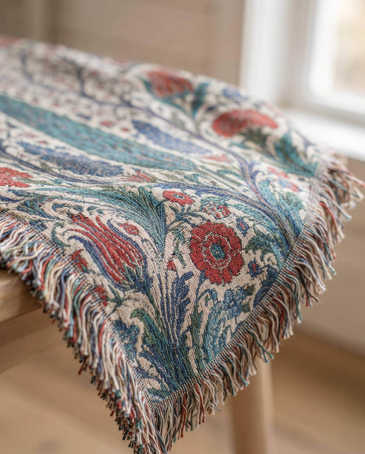 Iznik Floral Woven Blanket