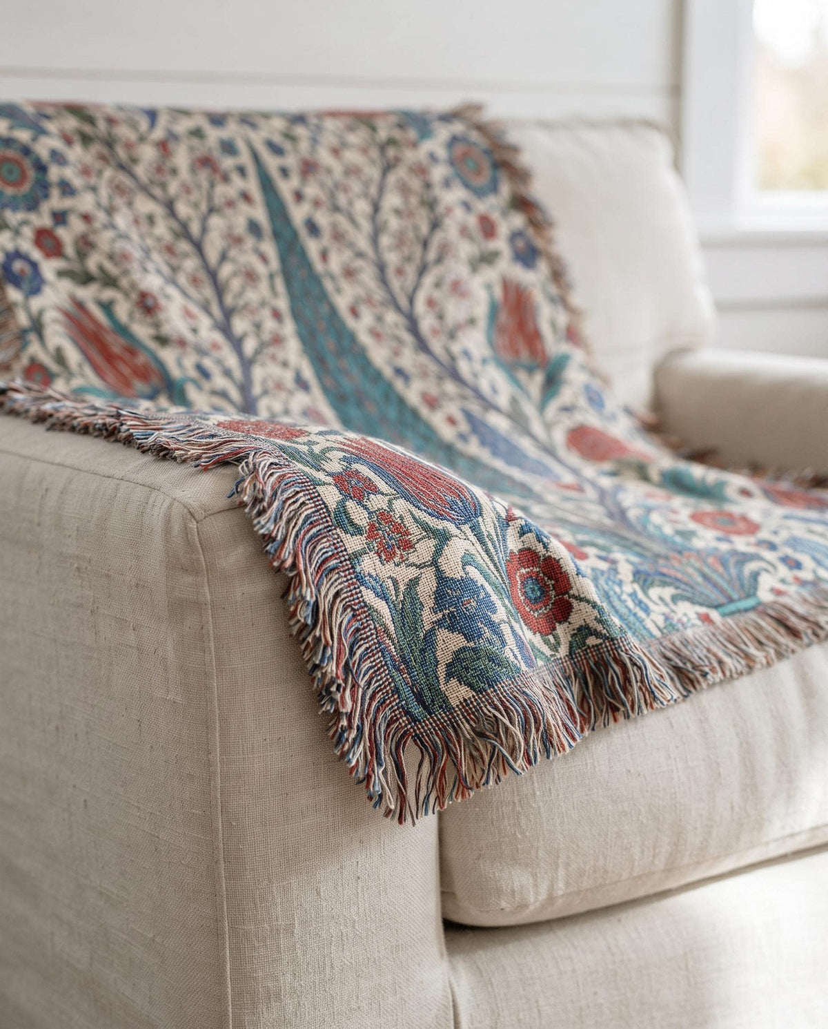 Iznik Floral Woven Blanket