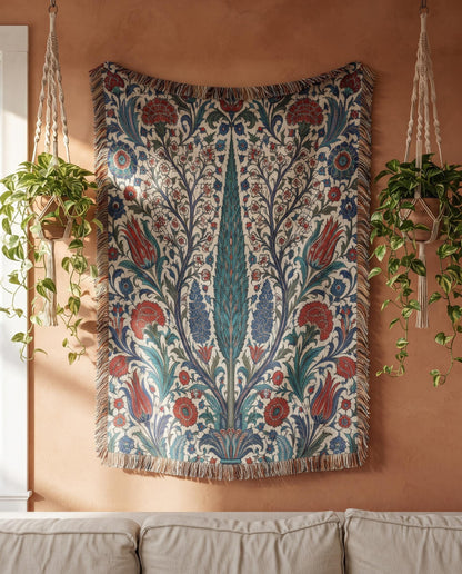 Iznik Floral Woven Blanket