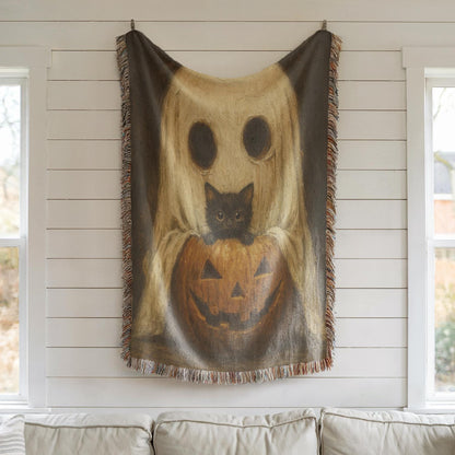Halloween Ghost Cat Pumpkin Blanket