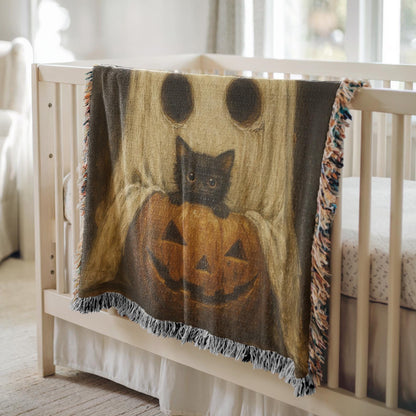 Halloween Ghost Cat Pumpkin Blanket