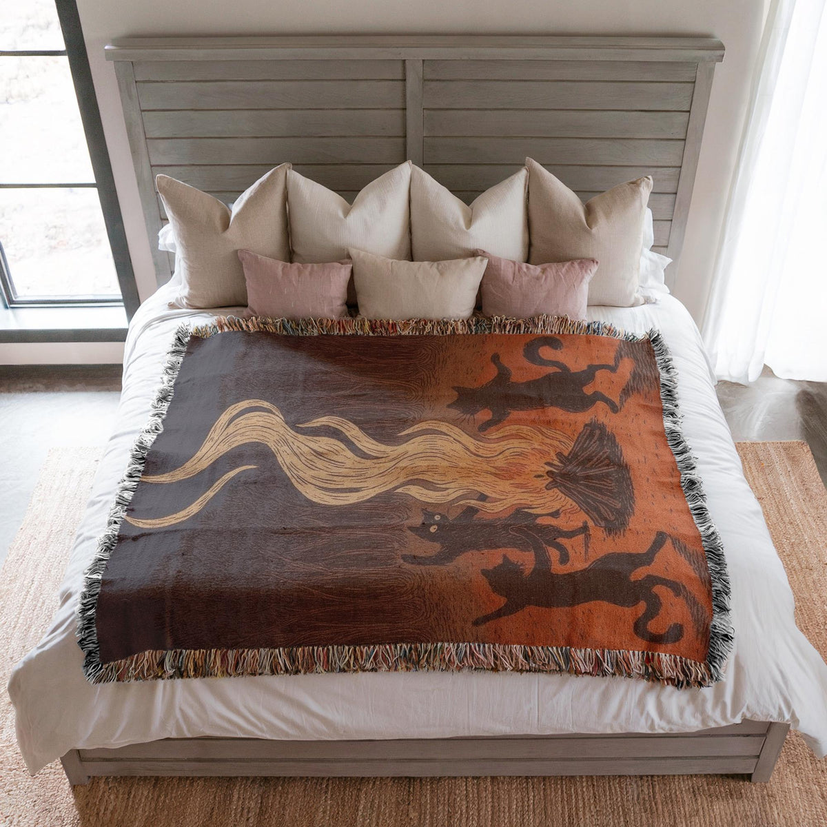 Witchy Black Cats Fire Dance Blanket