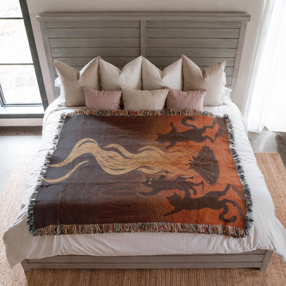 Witchy Black Cats Fire Dance Blanket