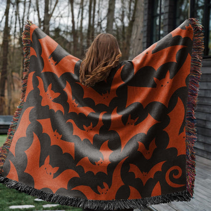 Halloween Bat Pattern Woven Blanket