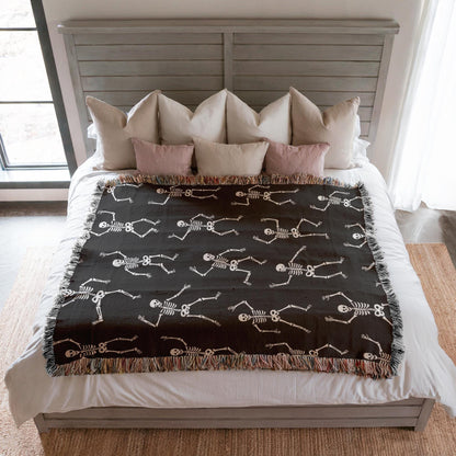 Dancing Skeletons Halloween Woven Blanket