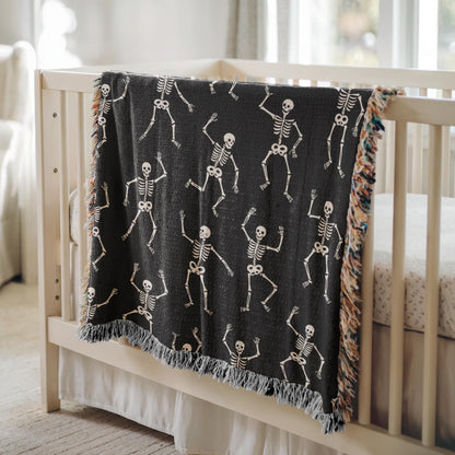 Dancing Skeletons Halloween Woven Blanket