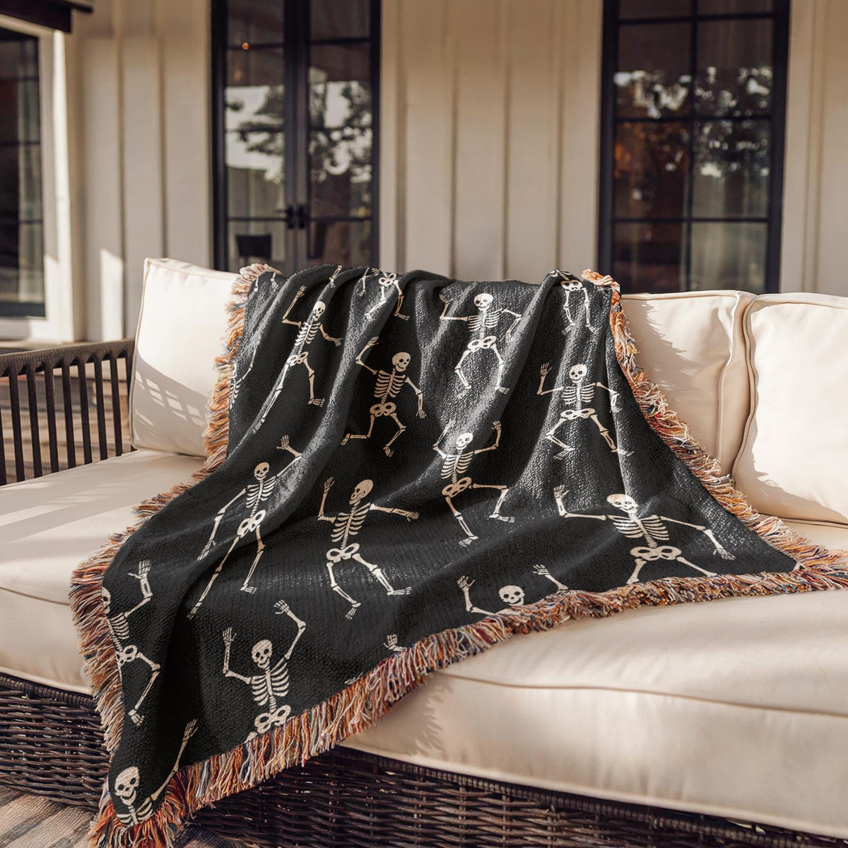 Dancing Skeletons Halloween Woven Blanket